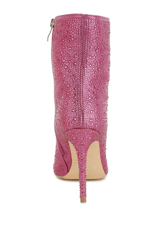 Rhinestones Embellished Ankle Boots