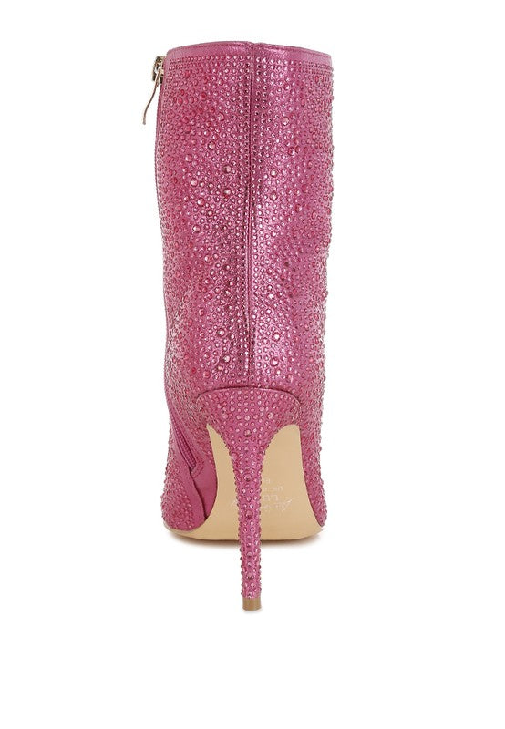 Rhinestones Embellished Ankle Boots