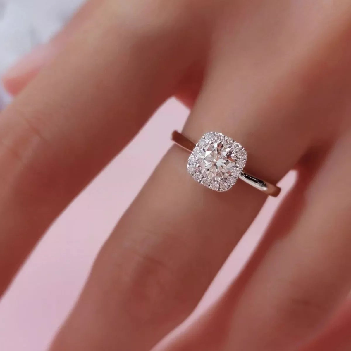 1 Carat Sterling Silver Moissanite Square Ring - alternate ring view