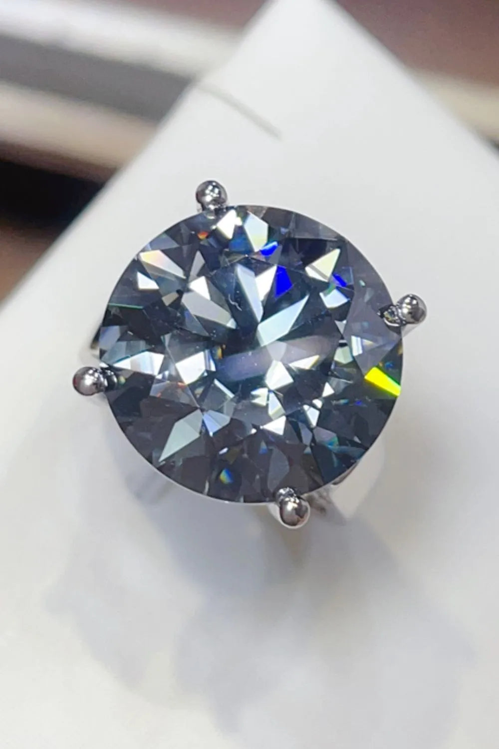 20 Carat Moissanite Sterling Silver Ring in Royal Blue - women's ring