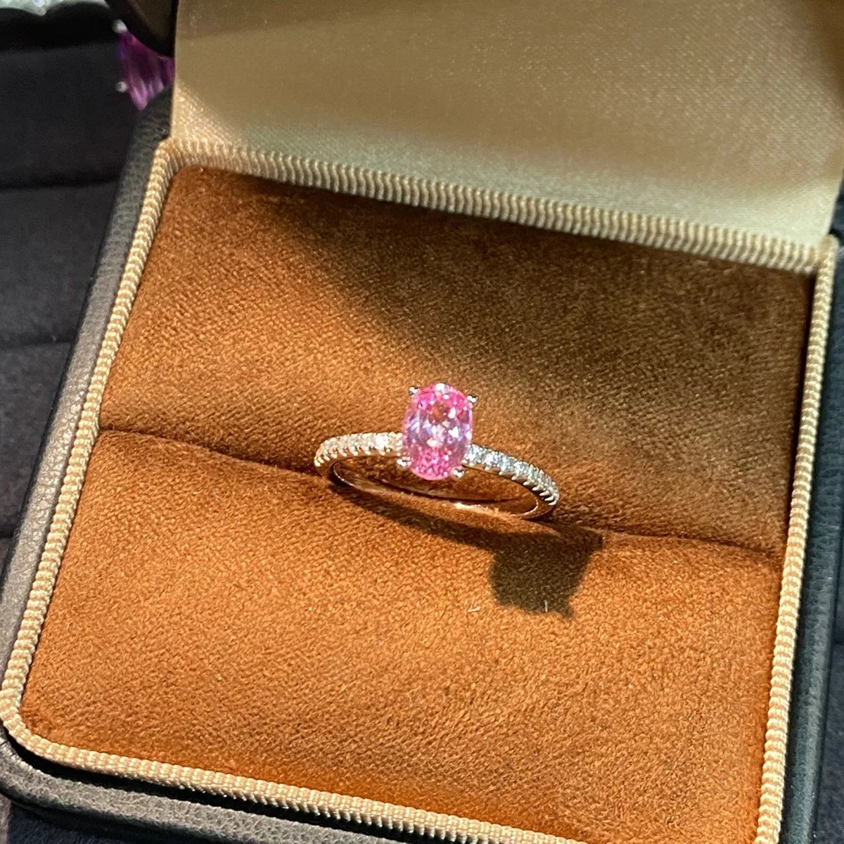 Sterling Silver Zircon Ring in Blush Pink - women's ring