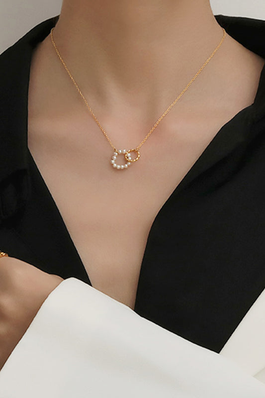 Pearl Hoop Link Pendant Necklace - alternate necklace view