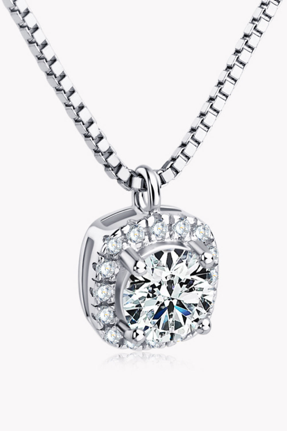 Moissanite Pendant Platinum-Plated Necklace in Silver - women's pendant necklace