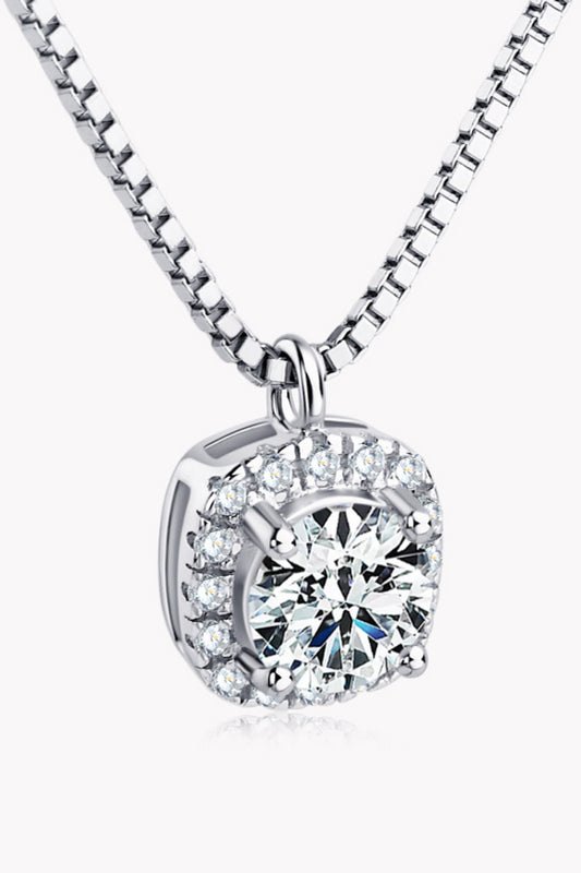 Moissanite Pendant Platinum-Plated Necklace in Silver - women's pendant necklace