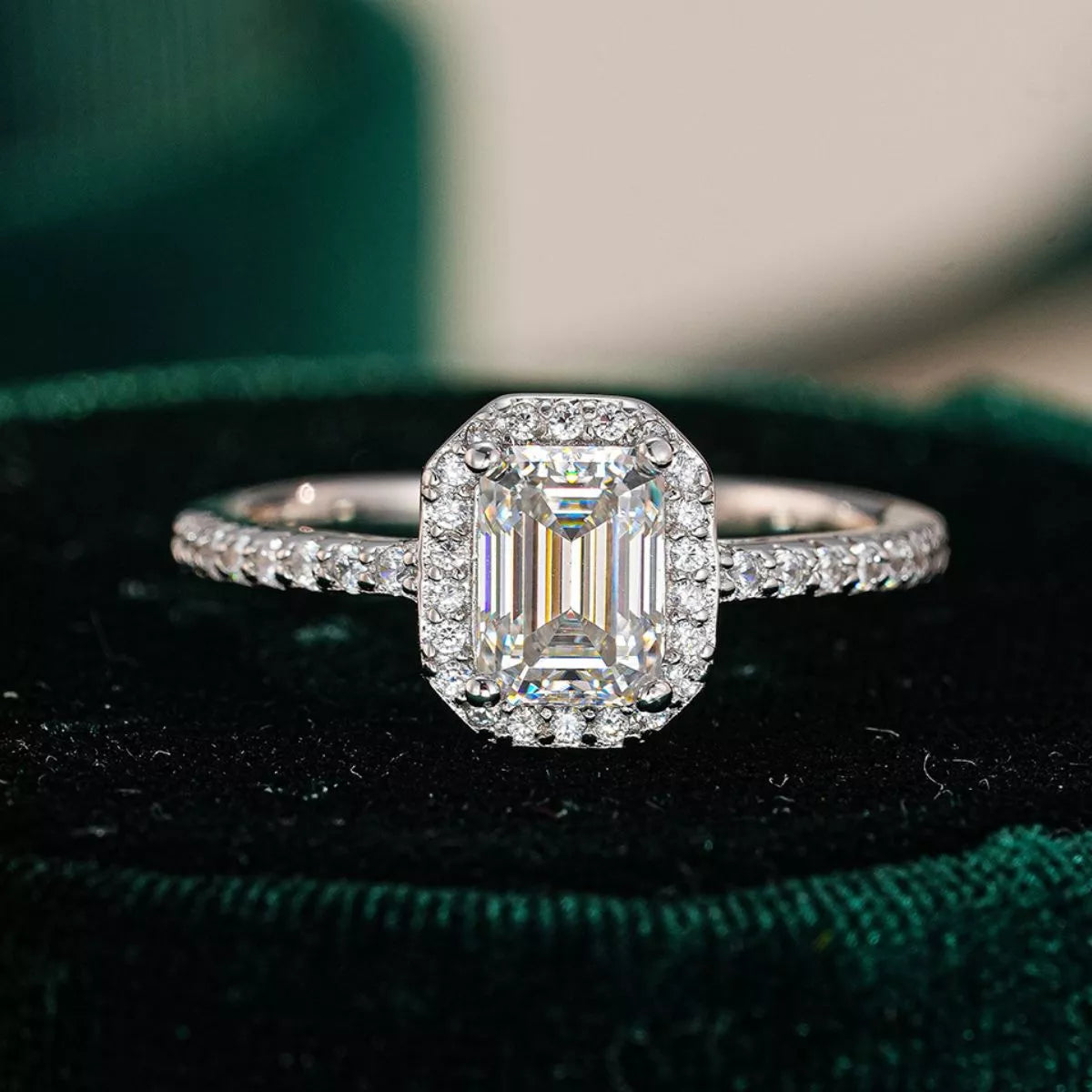 1 Carat Moissanite Sterling Silver Ring - alternate ring view