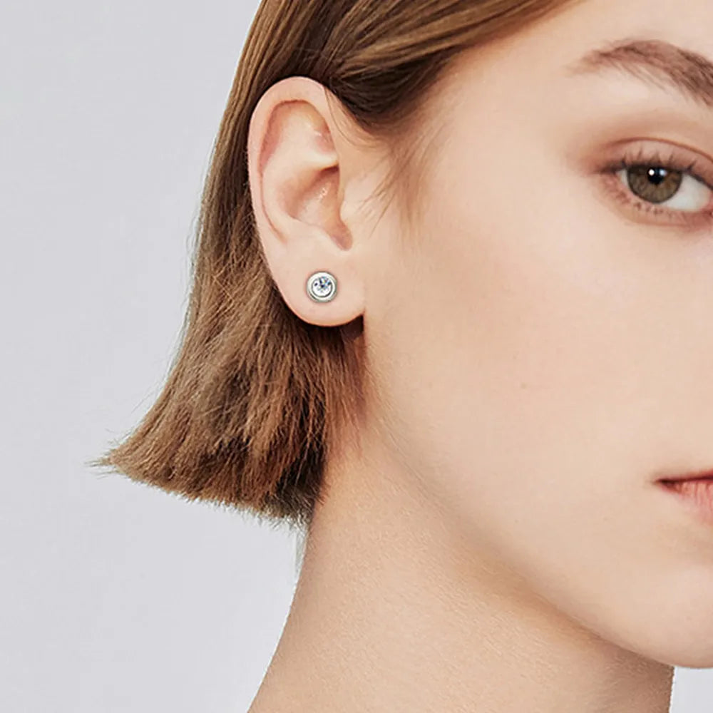 Moissanite Sterling Silver Stud Earrings in Silver - women's stud earrings
