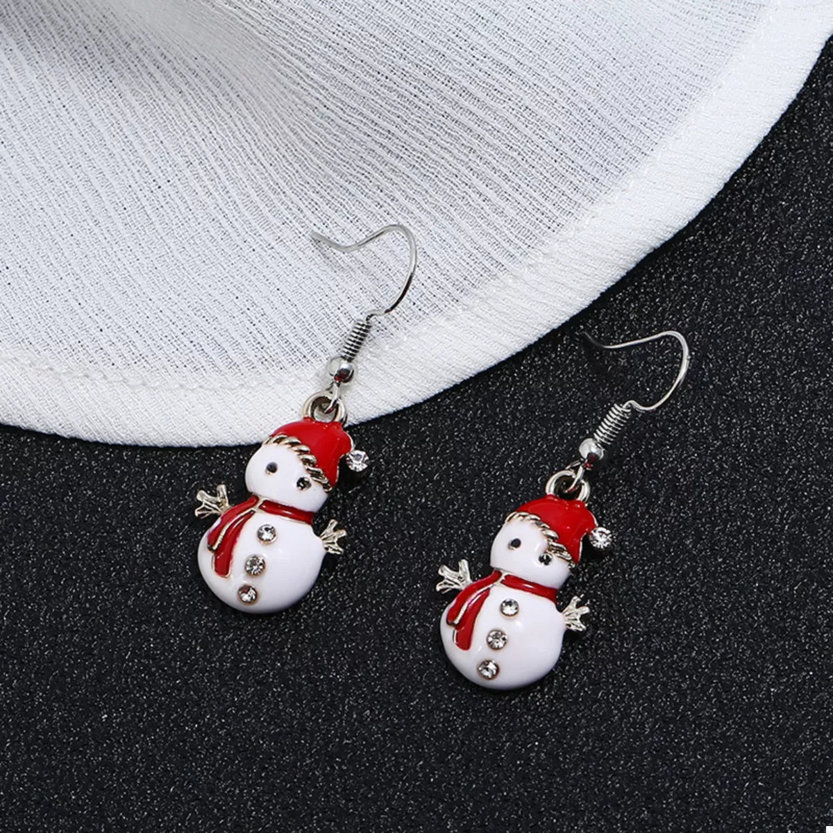 Christmas Snowman Drop Earrings - alternate earring view