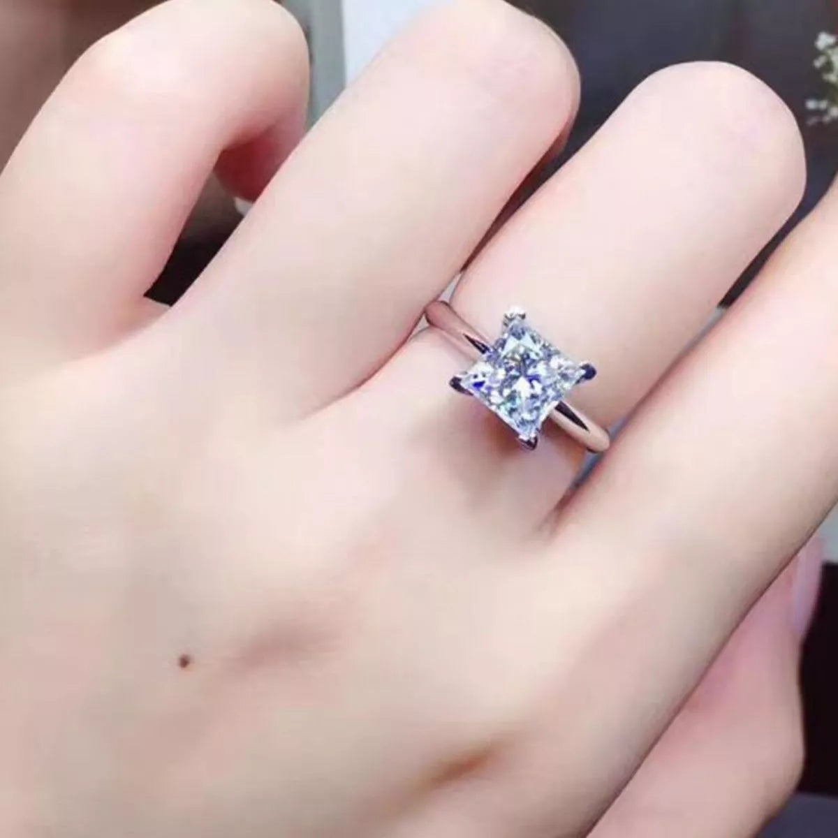 3 Carat Sterling Silver Moissanite Ring in Silver - women's ring