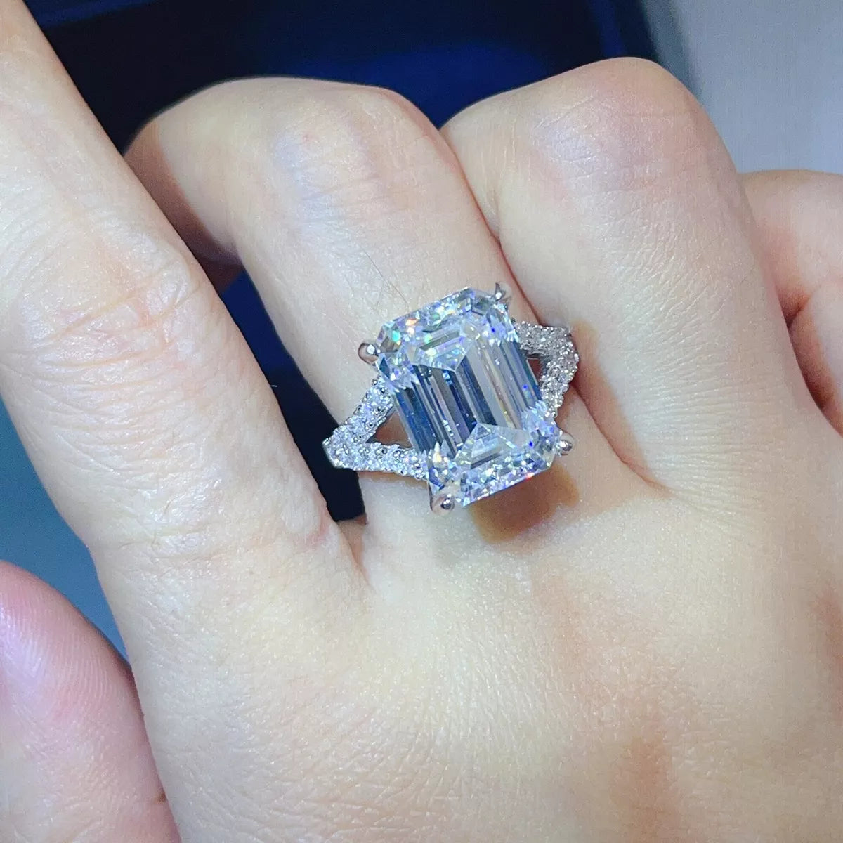 10 Carat Sterling Silver Moissanite Ring in Silver - women's ring