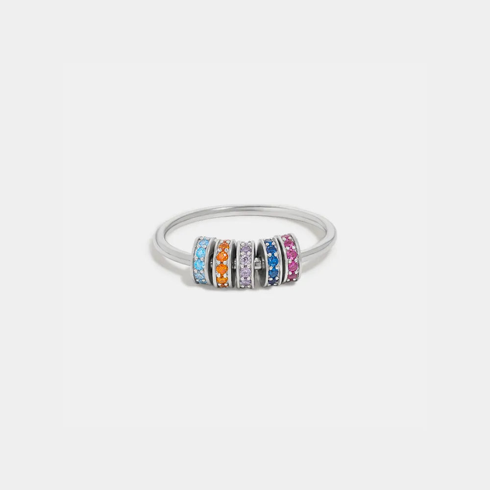 Inlaid Zircon Sterling Silver Ring in Silver/Multicolor - women's ring