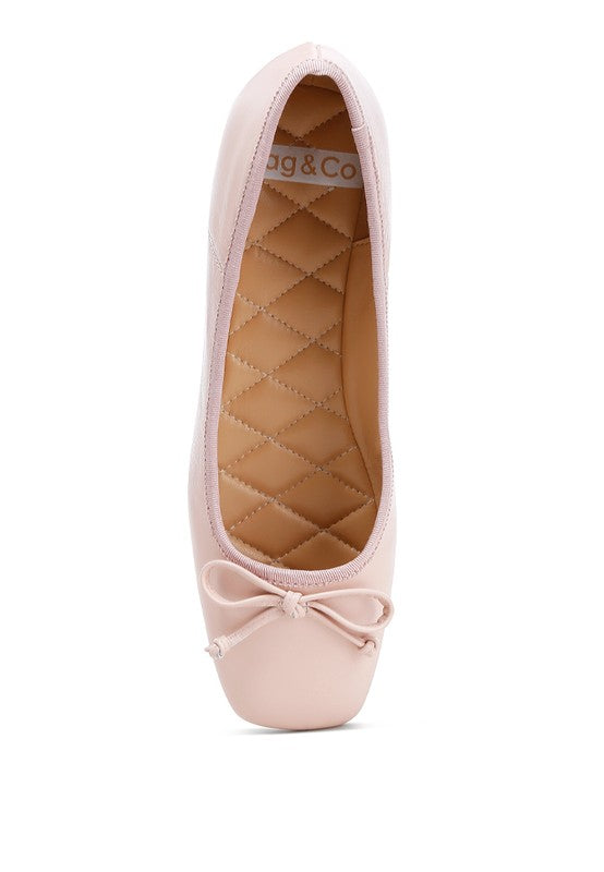 Square-Toe Bow Ballerinas