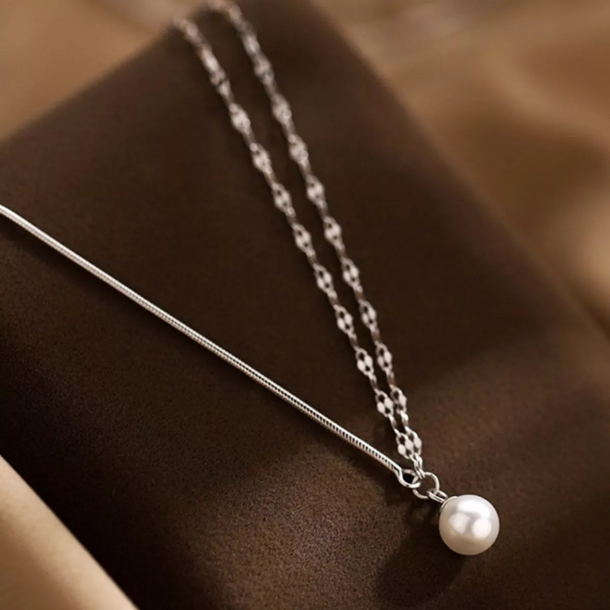 Pearl Pendant Layered Necklace - alternate necklace view