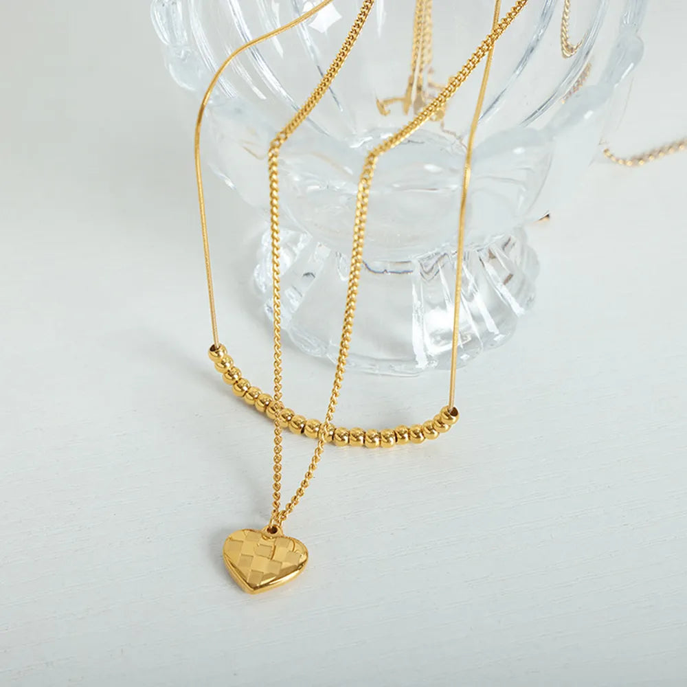 Heart Pendant Double-Lrayed Necklace - alternate necklace view