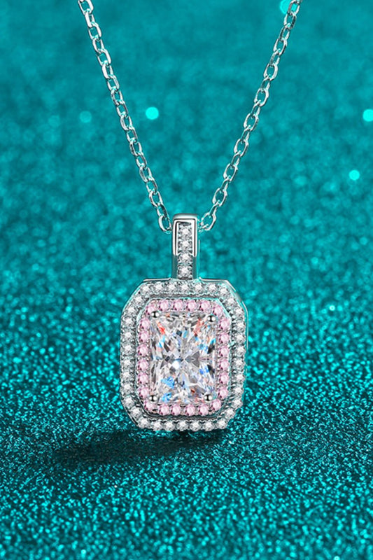 1 Carat Moissanite Geometric Pendant Chain Necklace in Silver - women's pendant necklace