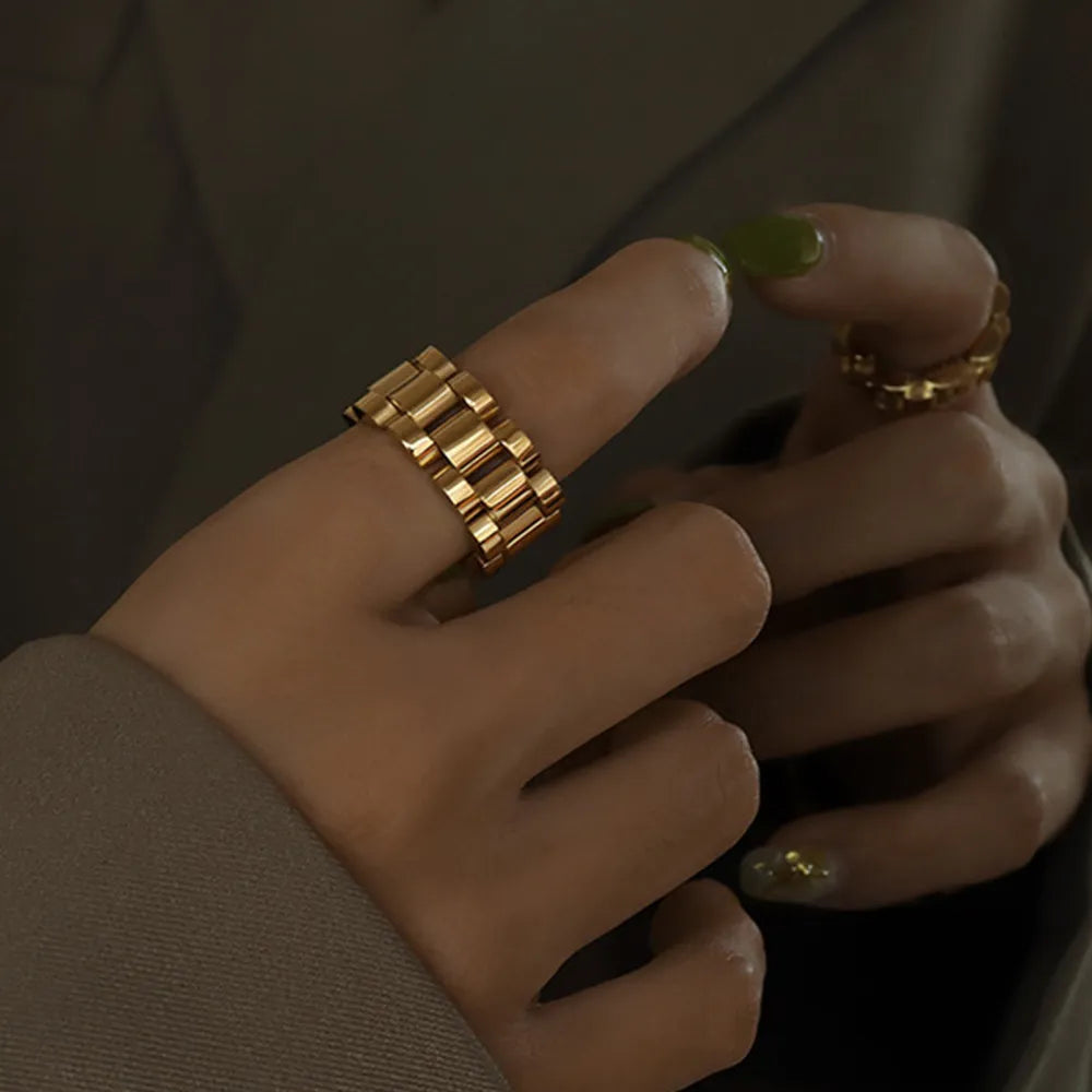 Plated Titanium Steel Ring in Gold - women's ring