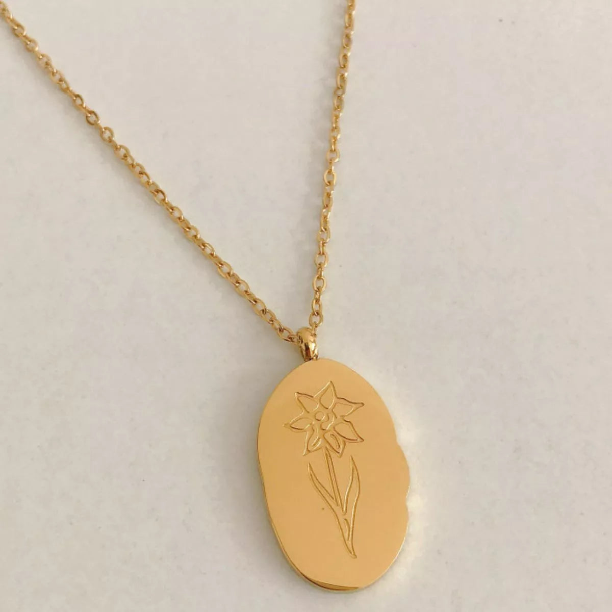 18K Gold-Plated Engraved Pendant Necklace - alternate necklace view