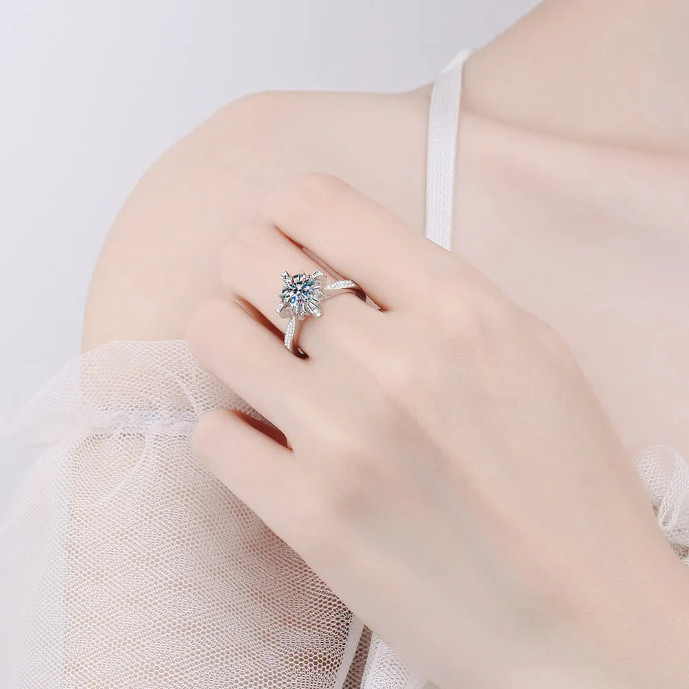 1 Carat Moissanite Sterling Silver Ring in Silver - women's ring