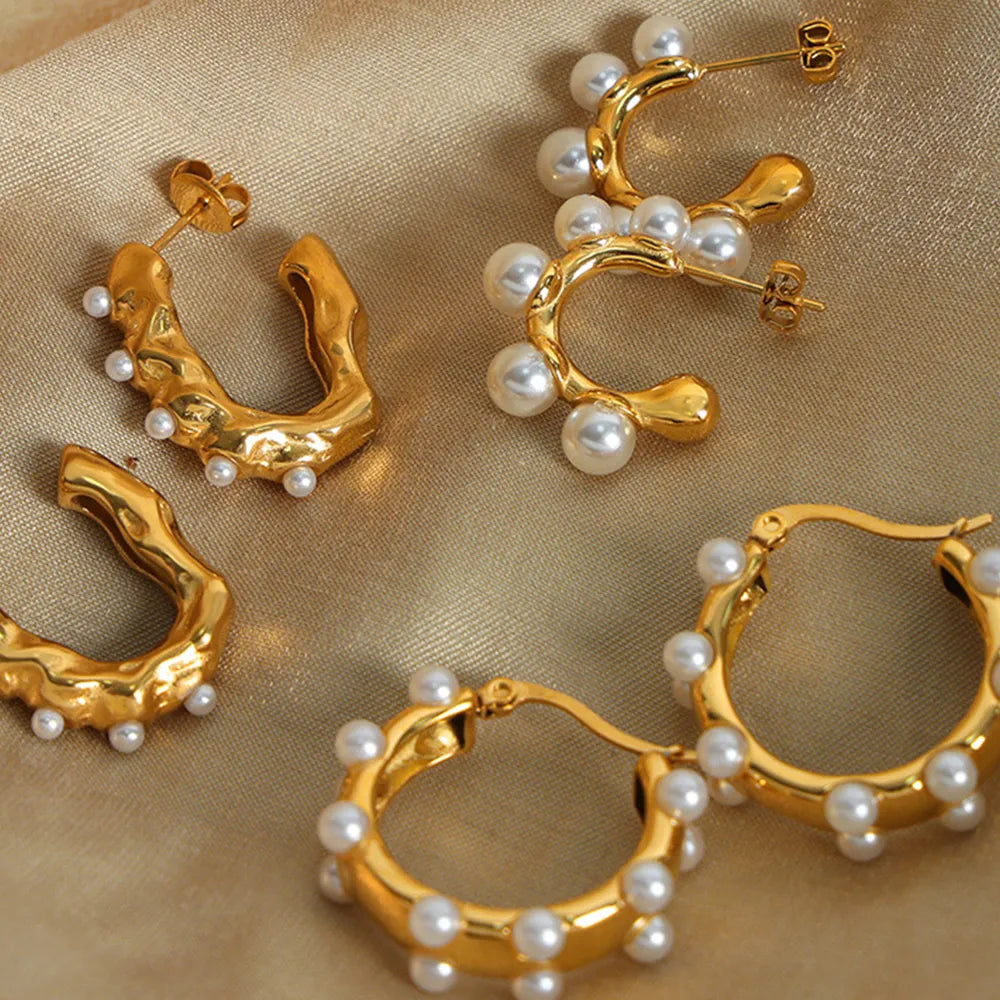 Synthetic Pearl 18K Gold-Plated Earrings - alternate earring view