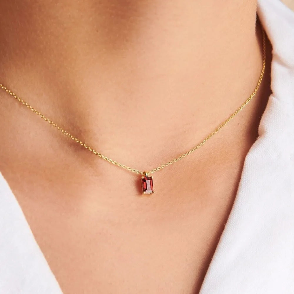 Titanium Steel Inlaid Zircon Pendant Necklace in Style A - women's pendant necklace