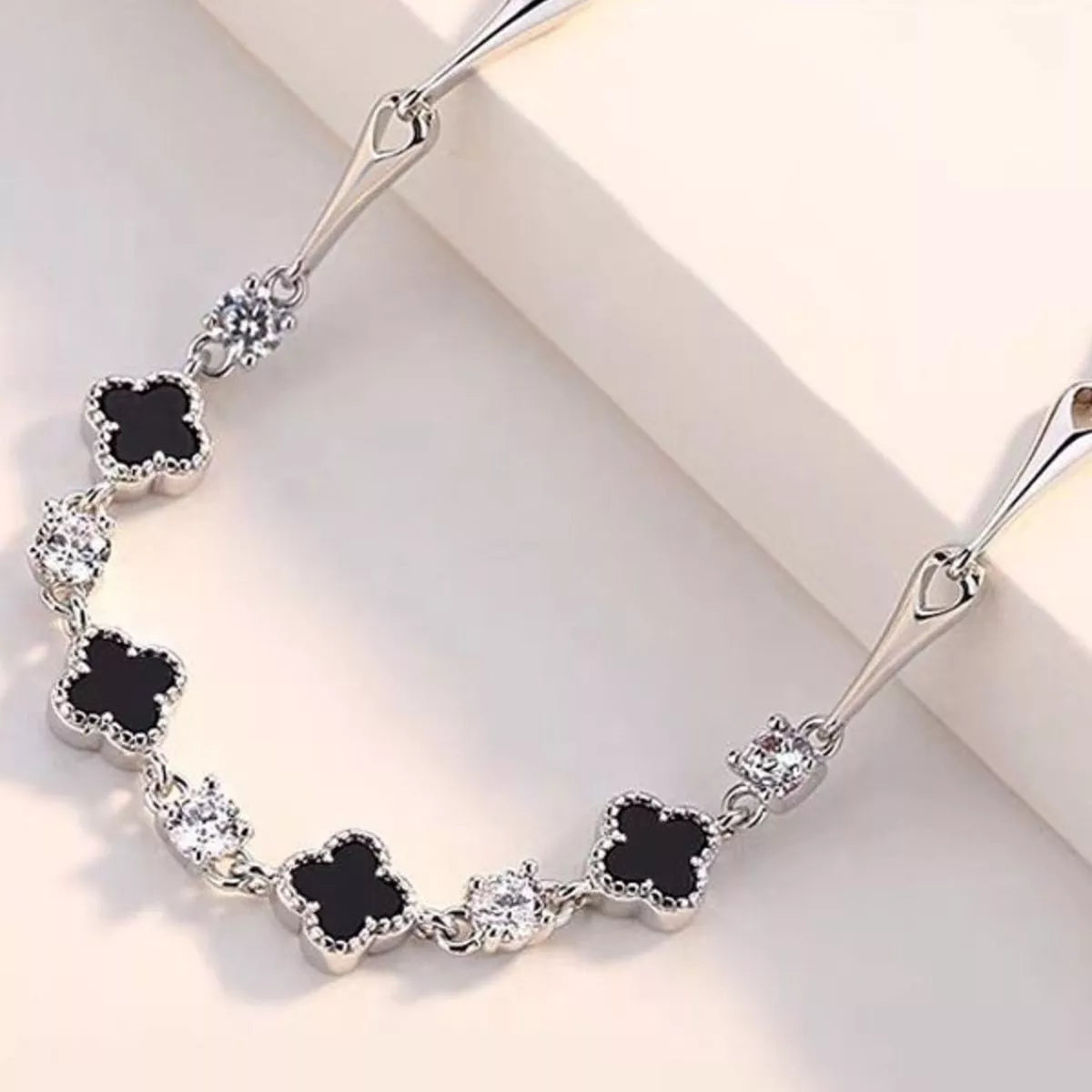 Sterling Silver Clover Charm Bracelet - alternate jewelry view
