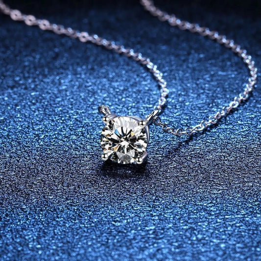 2 Carat Moissanite Pendant Necklace in Silver - women's pendant necklace