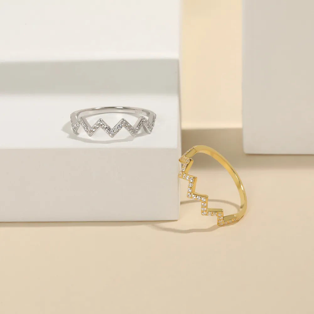 Wave Shape Sterling Silver Ring in Silver - women's ring
