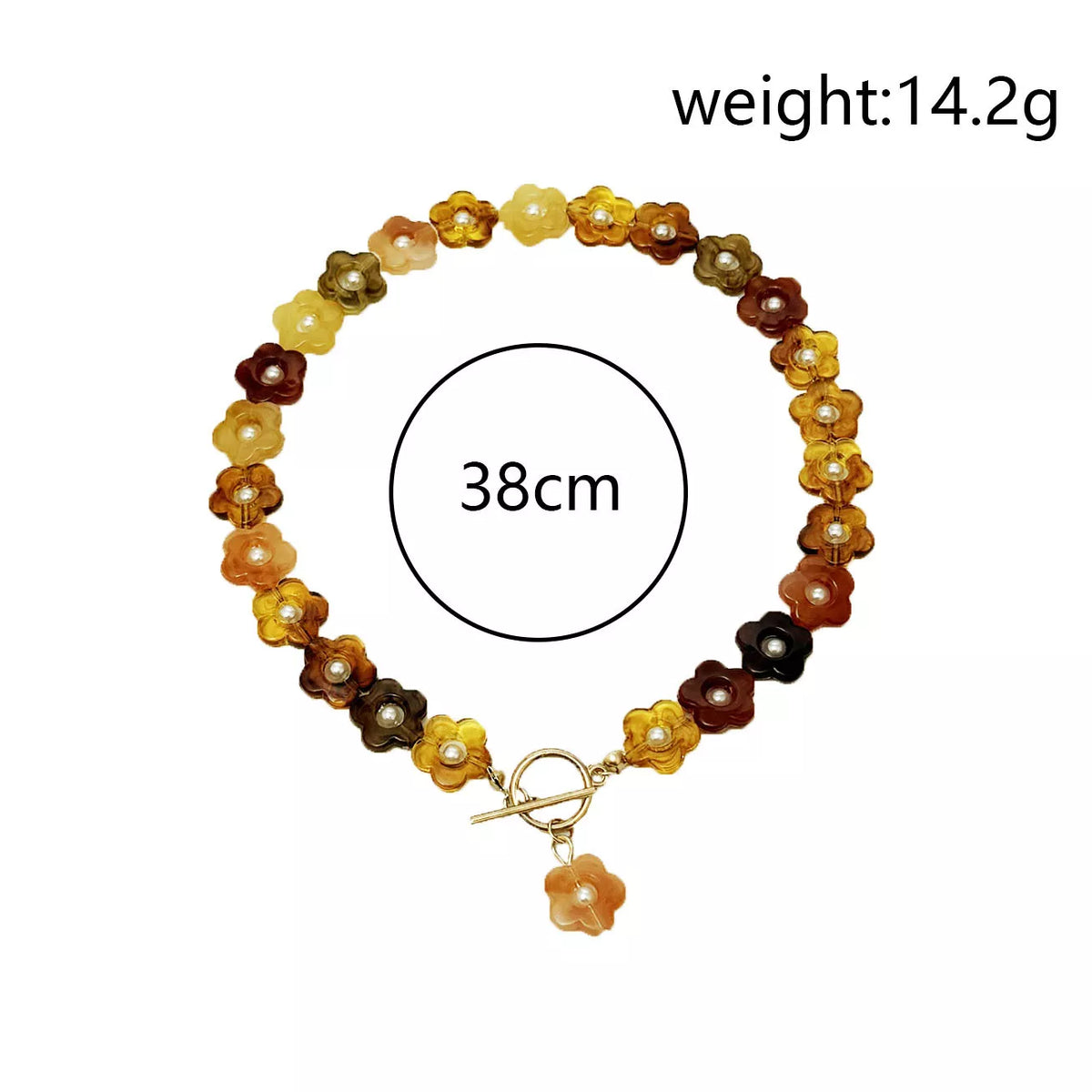 Retro Resin Flower Charm Necklace - alternate necklace view