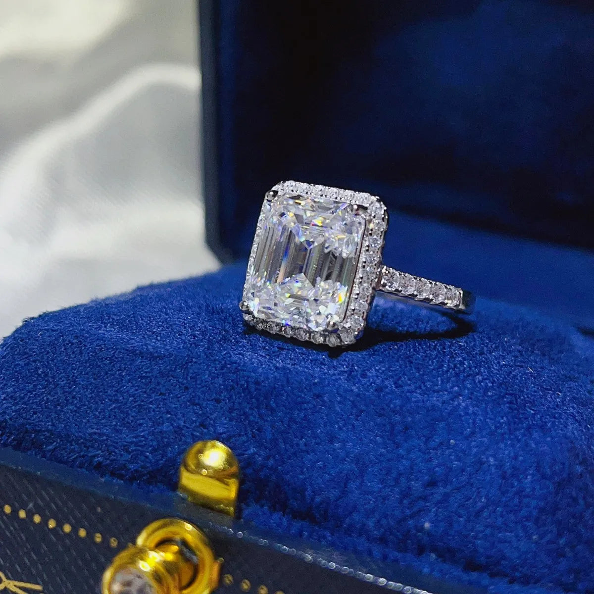 5 Carat Moissanite Sterling Silver Ring in White - women's ring