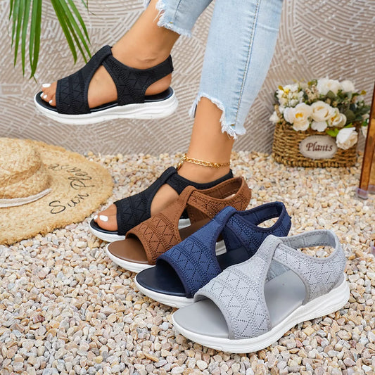 Open-Toe Flats Sandals in Black - women's flat sandals