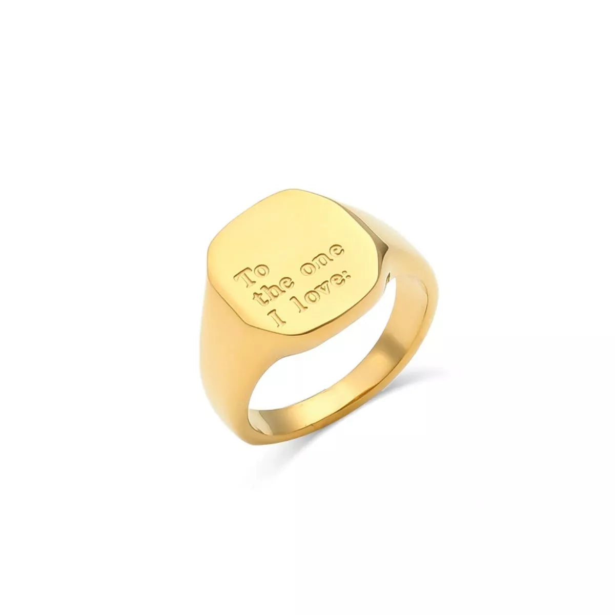 18K Gold-Plated Letter Signet Ring in Style B - women's signet ring