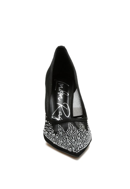 Mesh Rhinestone Pumps