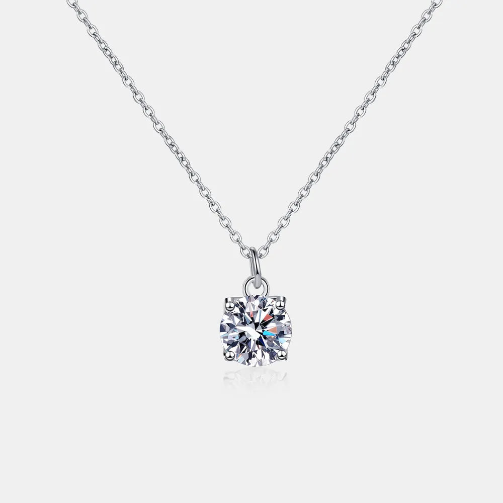 1 Carat Moissanite Sterling Silver Necklace - alternate necklace view