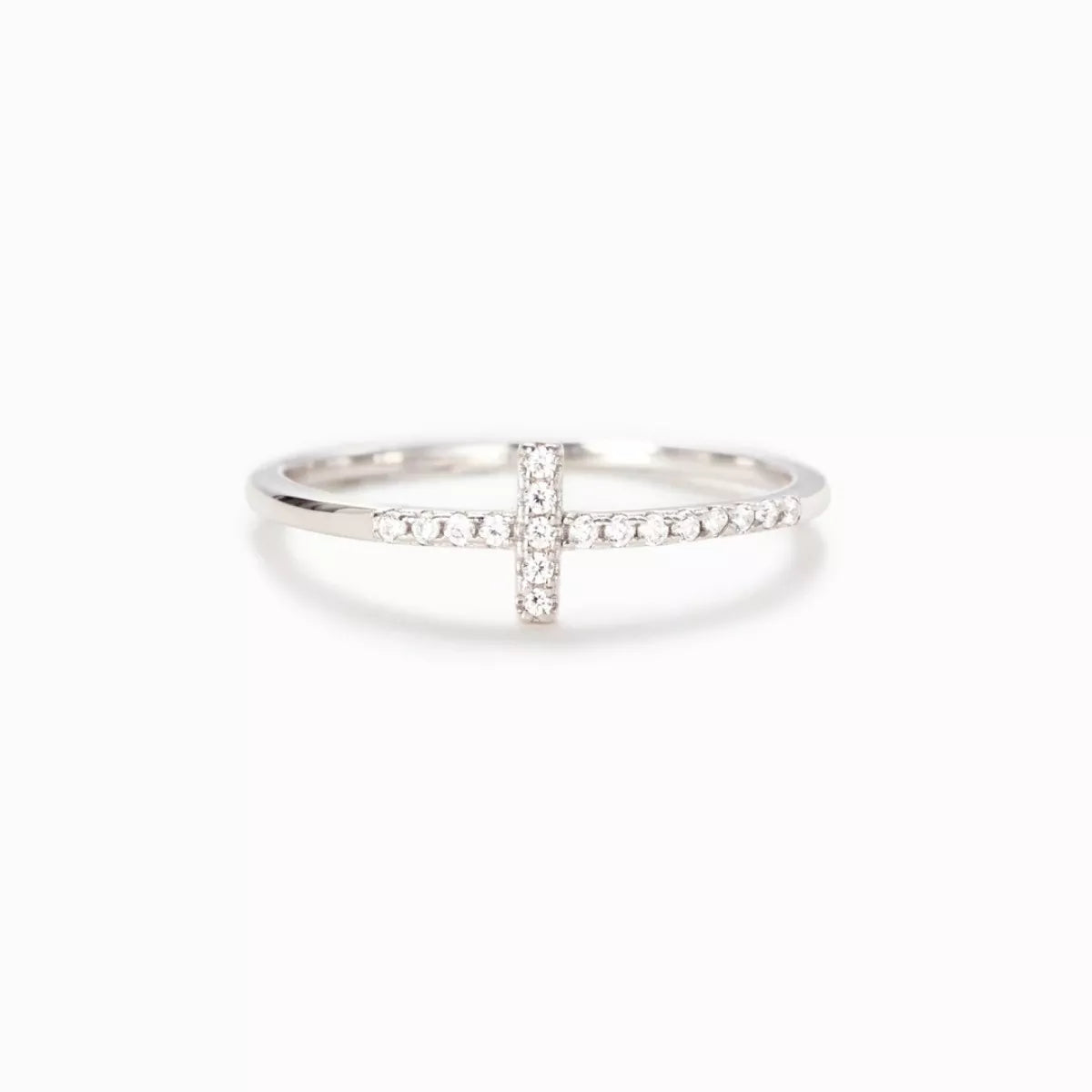 Sterling Silver Cross Ring in Rose Gold - women's ring