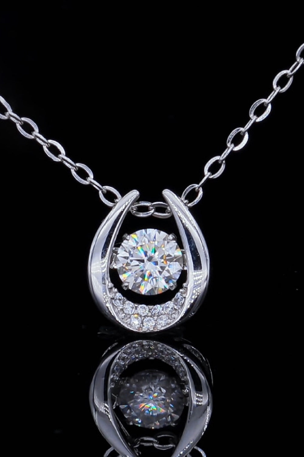 Moissanite Zircon Pendant Necklace in Silver - women's pendant necklace