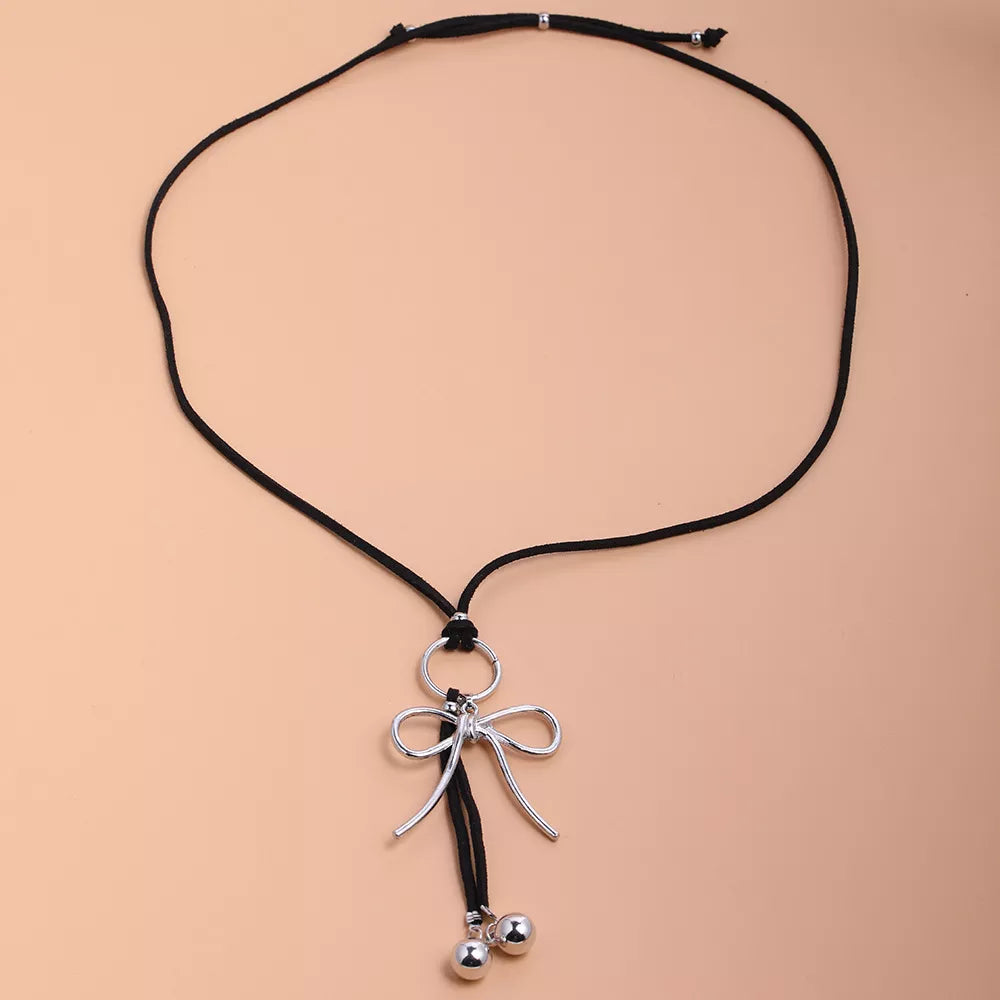 Elegant Bow Pendant Necklace - alternate necklace view