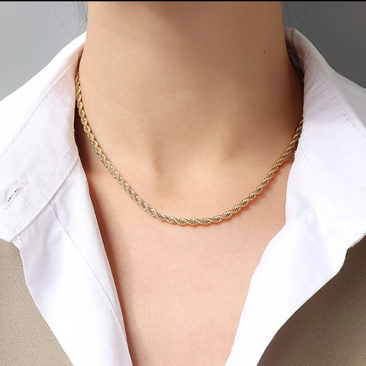 Titanium Steel Chain Necklace - alternate necklace view