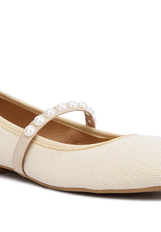 Pearl Strap Ballerina Flats