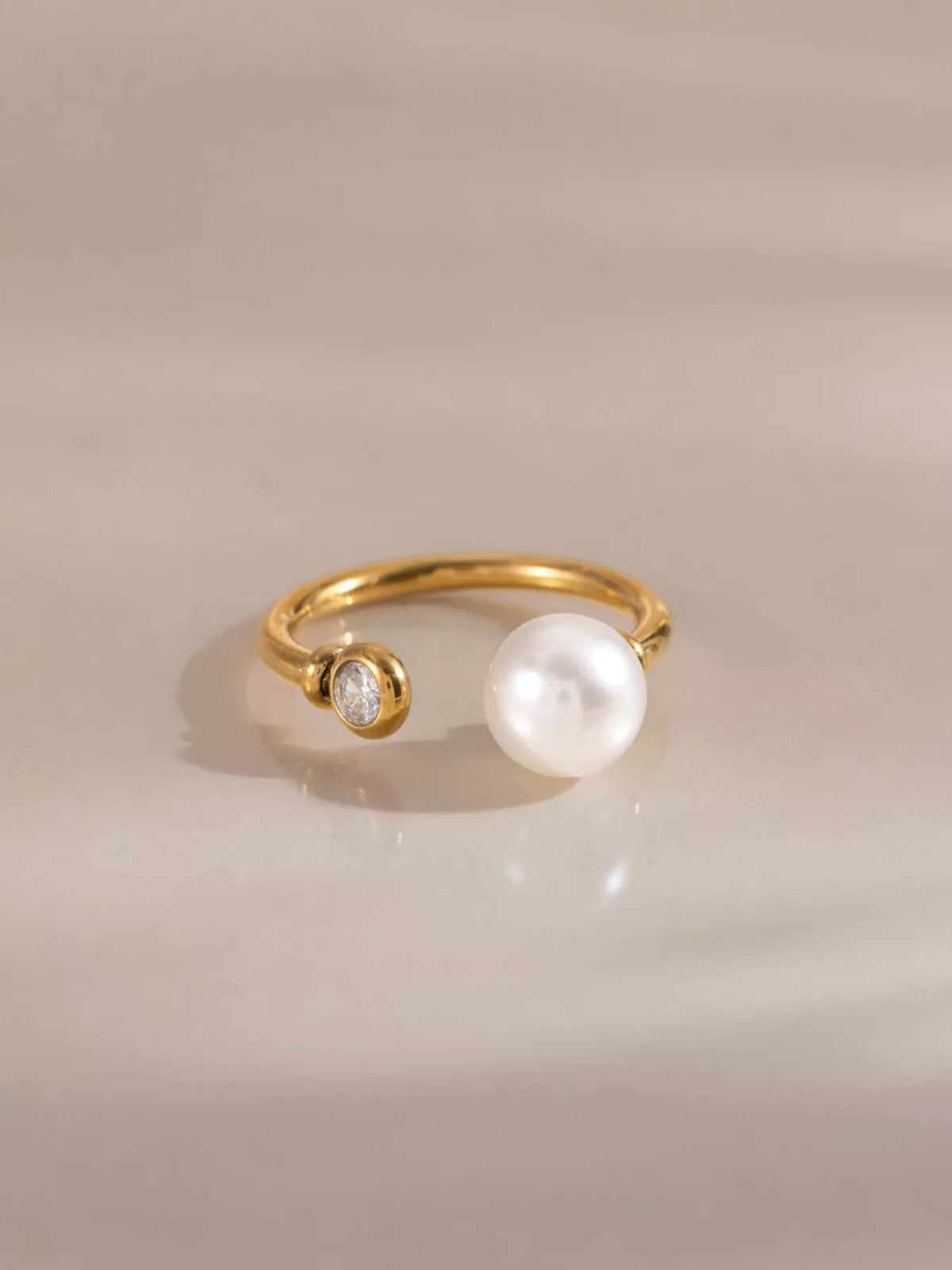 18K Gold-Plated Pearl Open Ring - alternate ring view