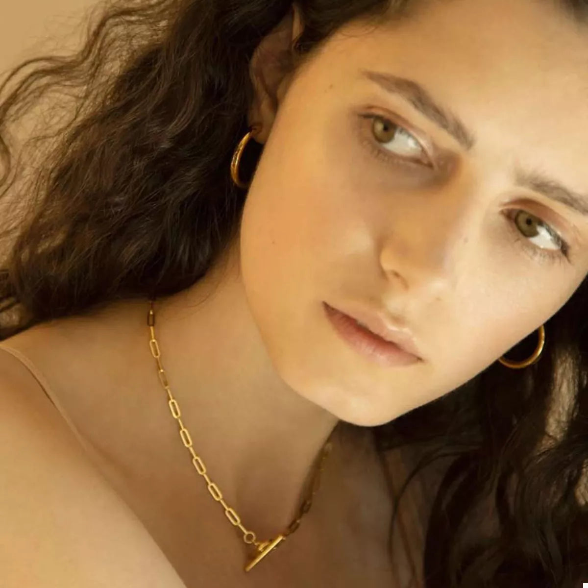 18K Gold-Plated Chain Link Toggle Clasp Necklace - alternate necklace view