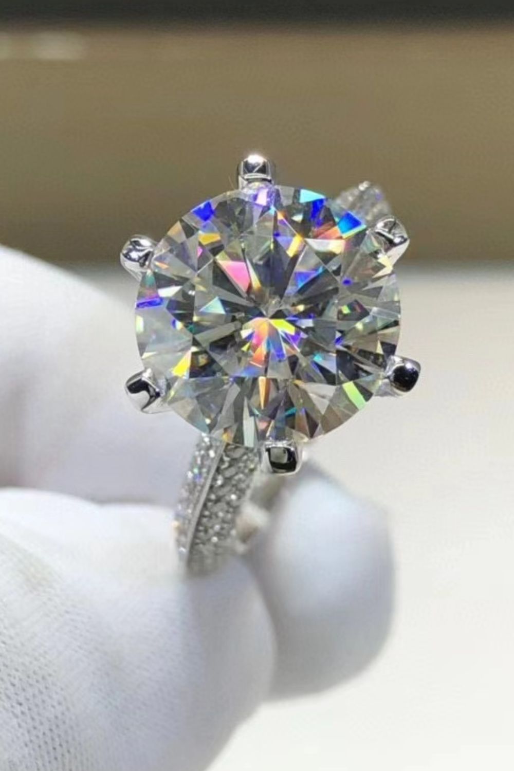 5 Carat Moissanite 6-Prong Ring in Silver - women's ring