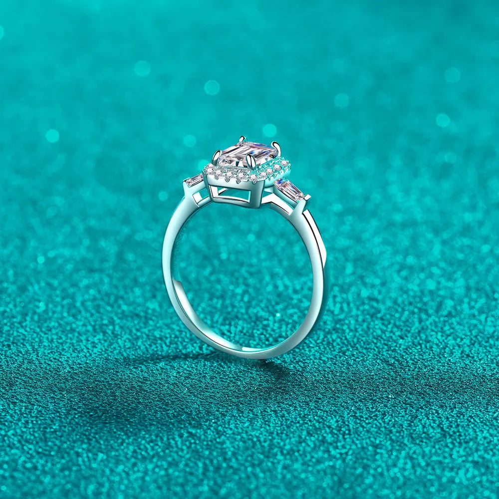 1 Carat Moissanite Sterling Silver Ring in White - women's ring
