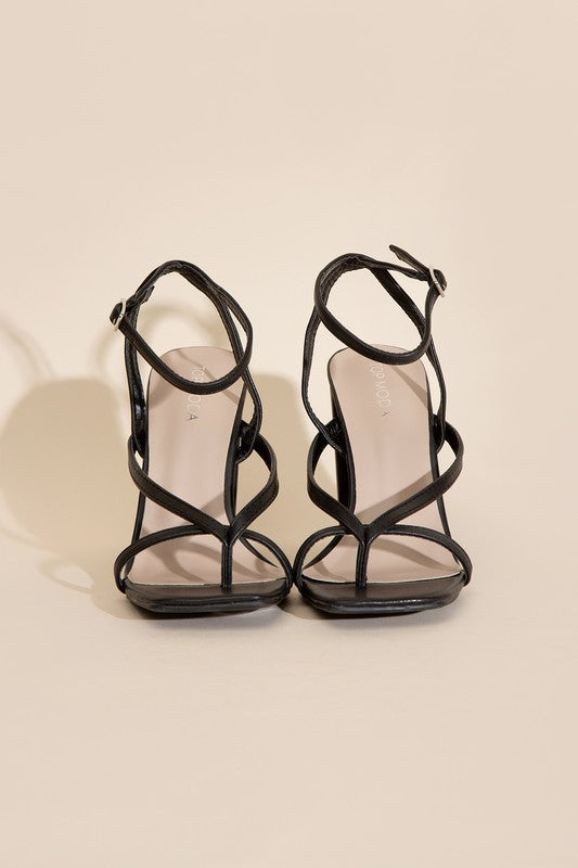 Ankle Strap Thong Block Sandals