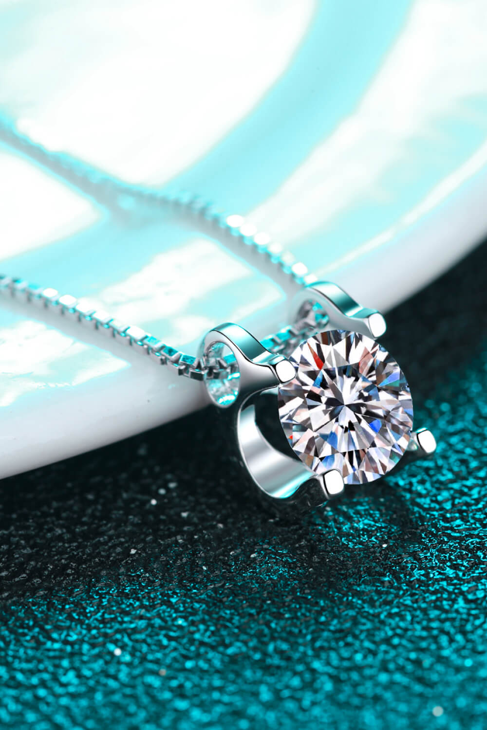 1 Carat Moissanite Sterling Silver Chain Necklace - alternate necklace view