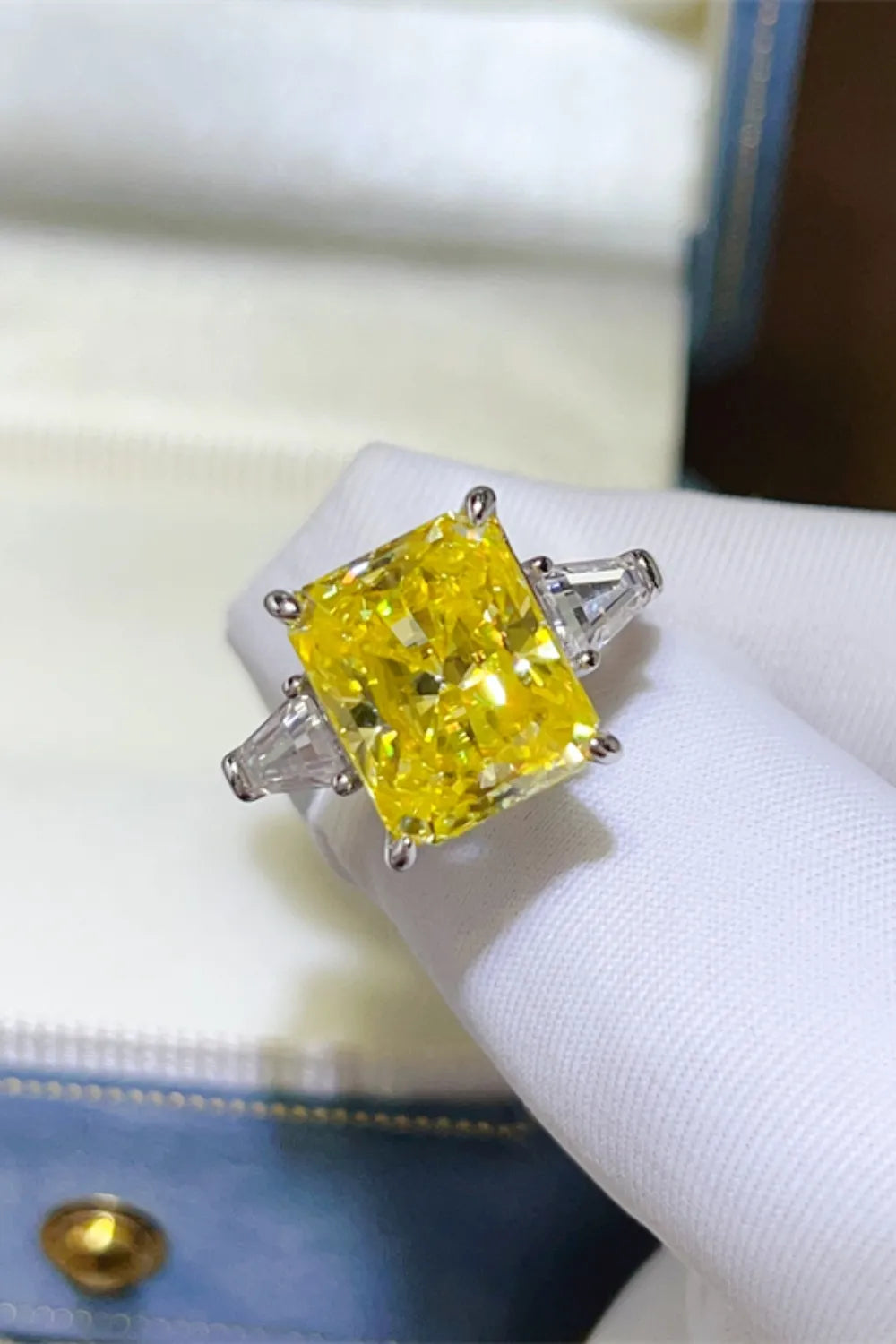 5 Carat Moissanite Sterling Silver Ring in Canary Yellow - women's ring