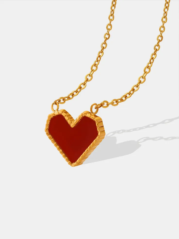 Titanium Steel Heart Necklace - alternate necklace view
