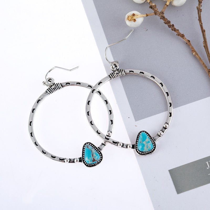 Artificial Turquoise Drop Earrings - alternate earring view