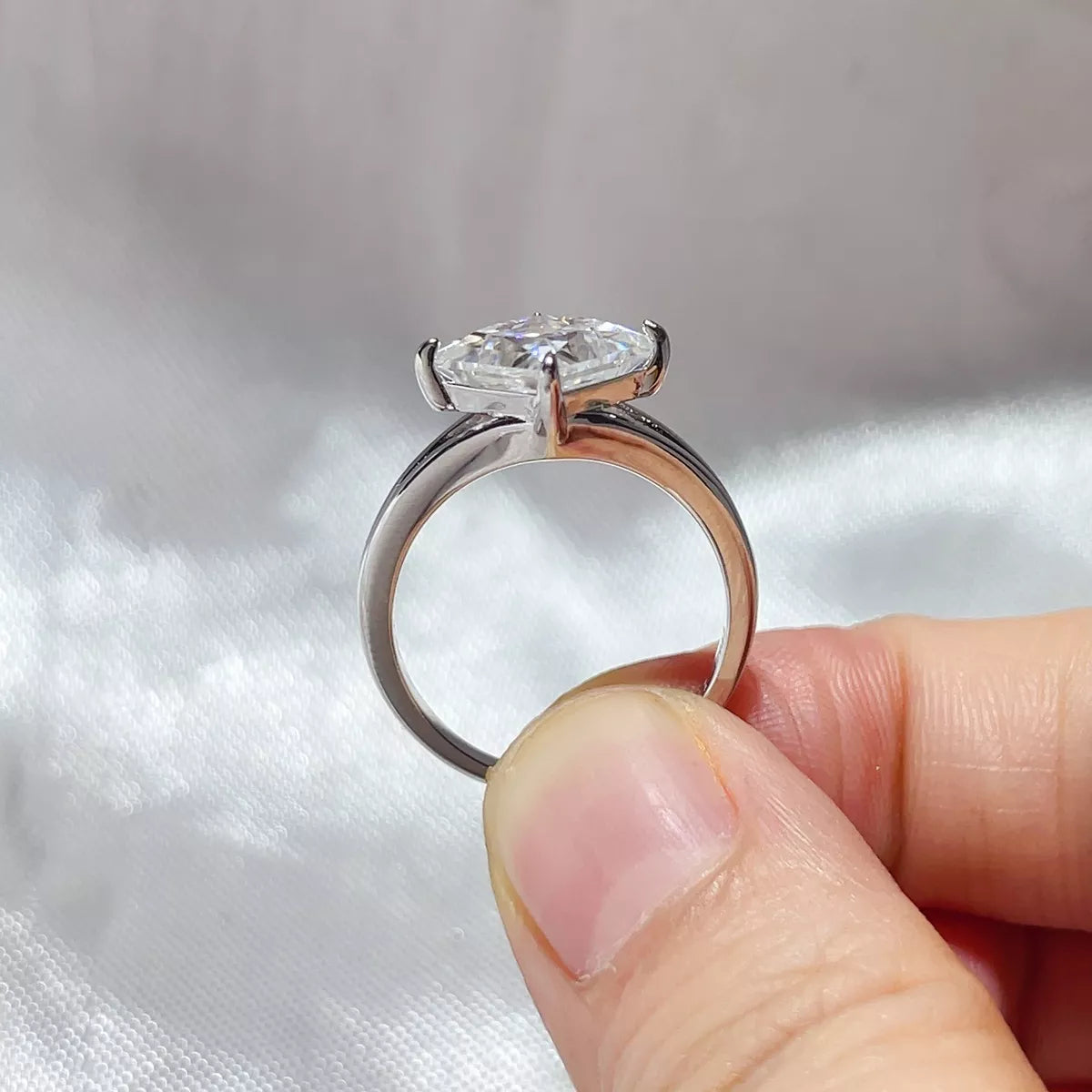 3 Carat Sterling Silver Moissanite Ring in Silver - women's ring