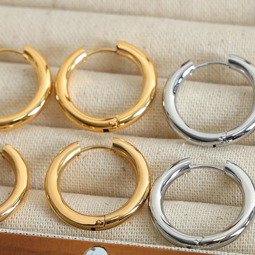 18K Gold-Plated Huggie Earrings - alternate earring view