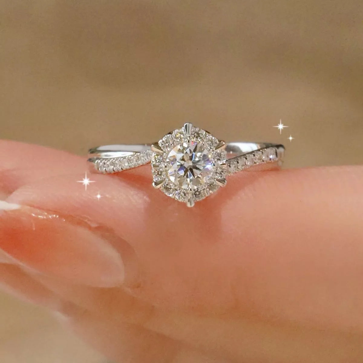 2 Carat Moissanite Sterling Silver Ring - alternate ring view
