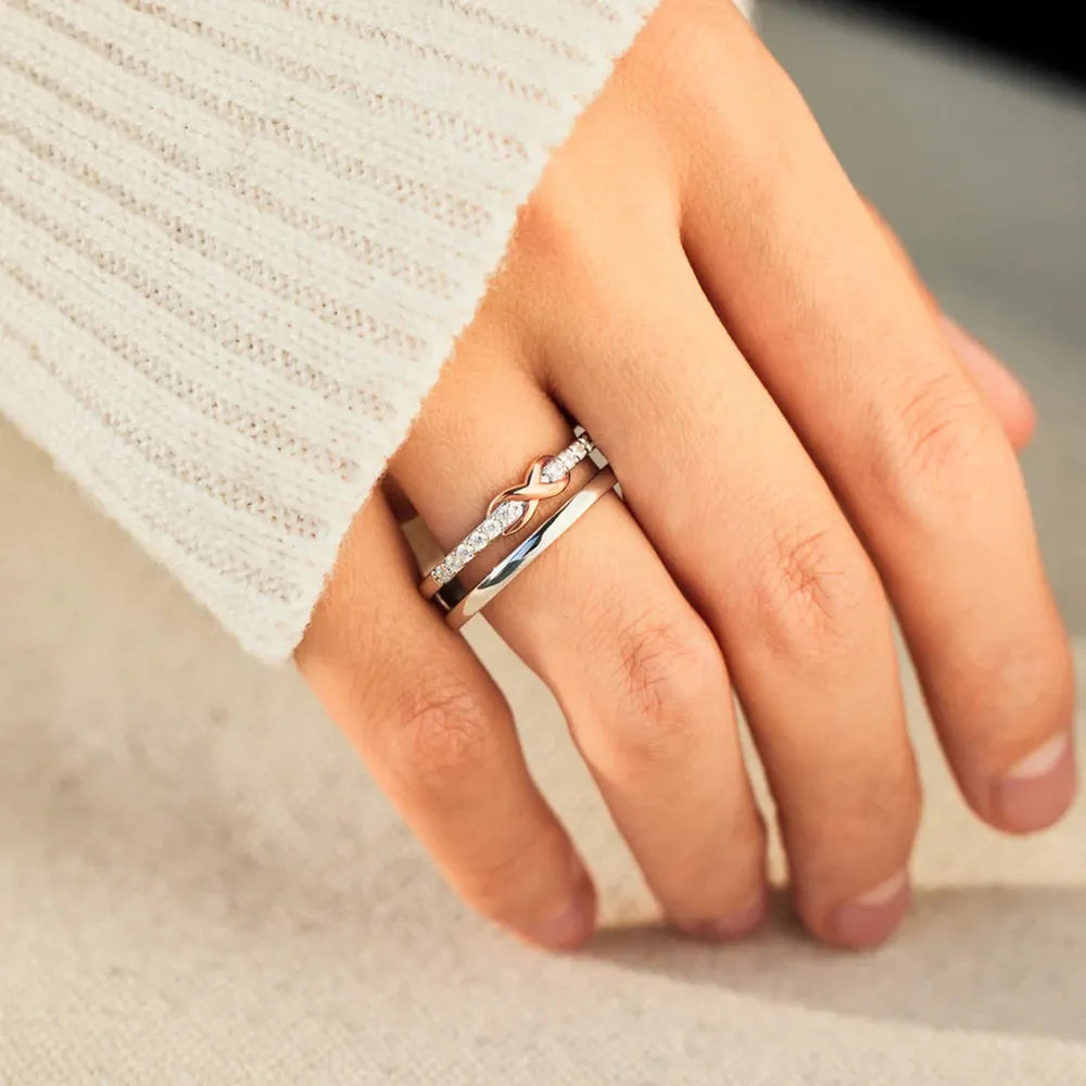 Double-Layered Zircon Sterling Silver Ring - alternate ring view